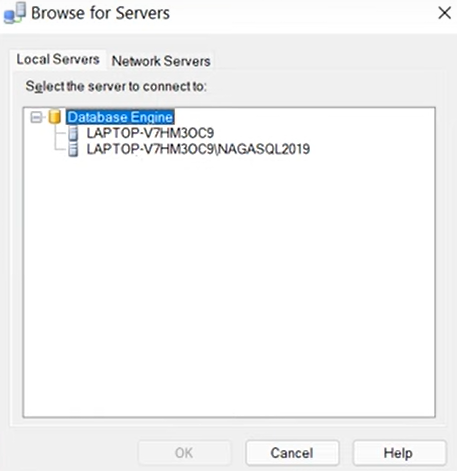 browse for servers window