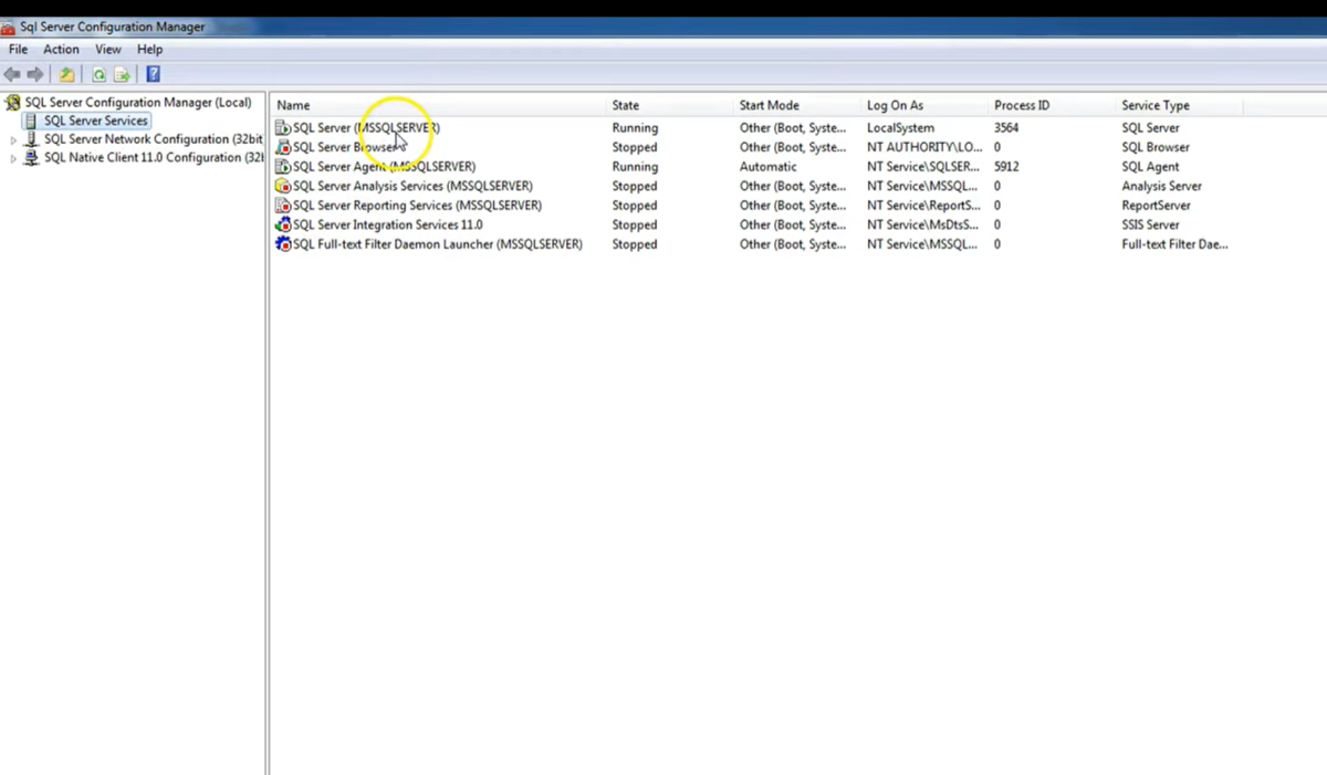 sql server configuration manager - choosing MSSQLSERVER